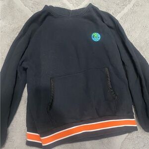 Navy Blue Men's Sweater with Orange Accents